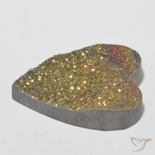 Pirite arcobaleno naturale multicolore da 13,78 ct, a forma di cuore, opaco