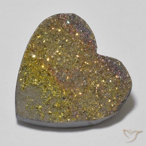 13.57ct Naturale Multicolore Pirite Arcobaleno, Cuore, Opaco