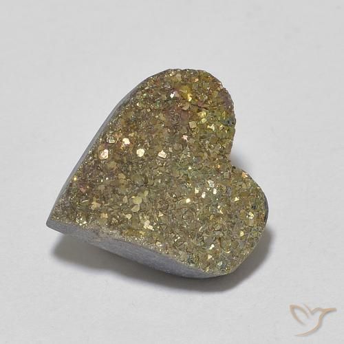 4.50ct Naturale Multicolore Pirite Arcobaleno, Cuore, Opaco