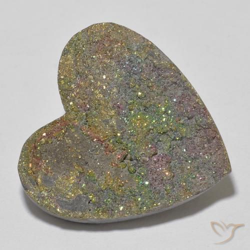 Pirite Arcobaleno Multicolore naturale da 17.87 ct, Cuore, Opaco