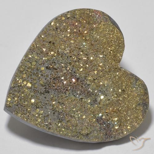 28.68ct Naturale Multicolore Pirite Arcobaleno, Cuore, Opaco