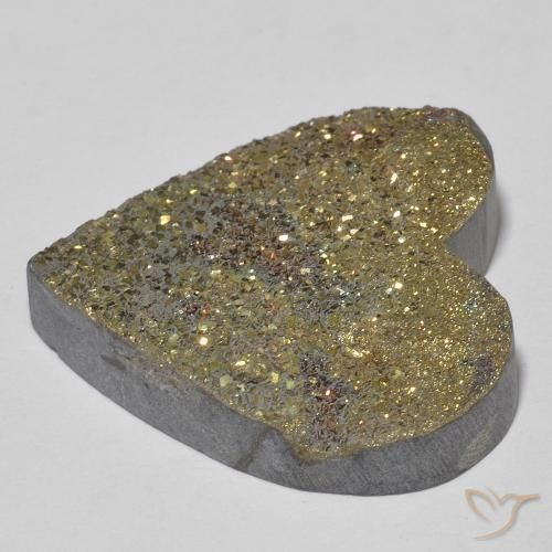 Pirite Arcobaleno Multicolore naturale da 28.68 ct, Cuore, Opaco