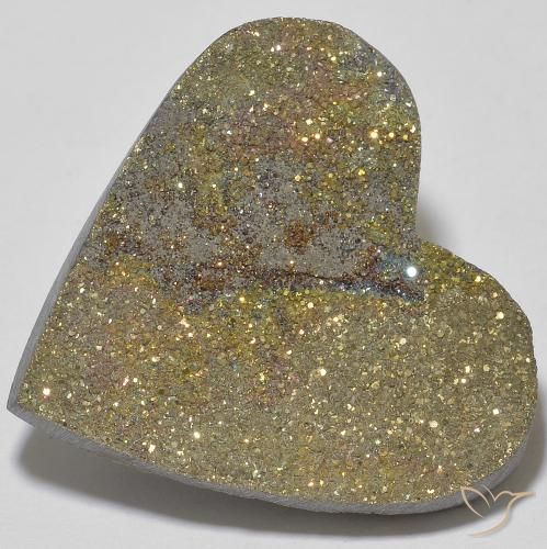 26.19ct Naturale Multicolore Pirite Arcobaleno, Cuore, Opaco