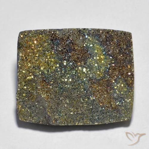 14.02ct Naturale Multicolore Pirite Arcobaleno, Taglio a baguette, Opaco