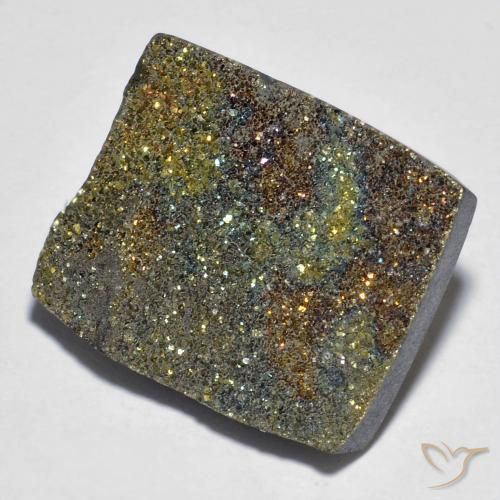 Pirite Arcobaleno Multicolore naturale da 14.02 ct, Taglio a baguette, Opaco