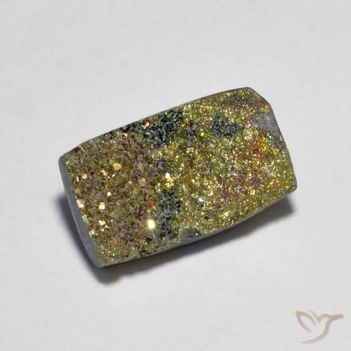 Pirite arcobaleno naturale multicolore da 3,88 ct, baguette, opaco