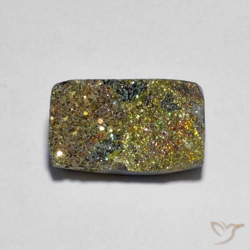 Pirite arcobaleno naturale multicolore da 3,88 ct, baguette, opaco