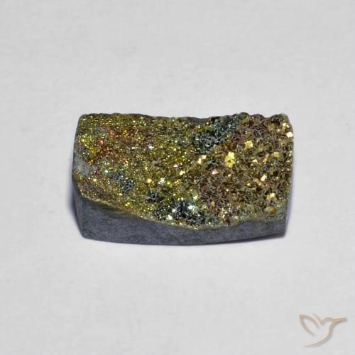 Pirite arcobaleno naturale multicolore da 3,88 ct, baguette, opaco