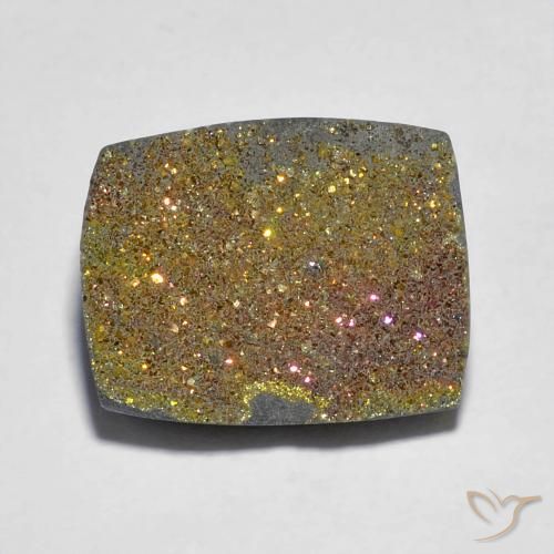 7.46ct Naturale Multicolore Pirite Arcobaleno, Taglio a baguette, Opaco