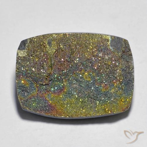 16.03ct Naturale Multicolore Pirite Arcobaleno, Cuscino, Opaco