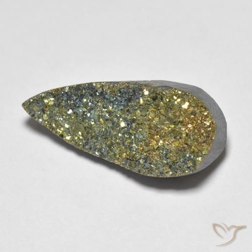 6.64ct Naturale Multicolore Pirite Arcobaleno, Forma a pera, Opaco