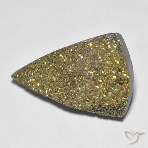 11.05ct Naturale Multicolore Pirite Arcobaleno, Taglio trillion, Opaco