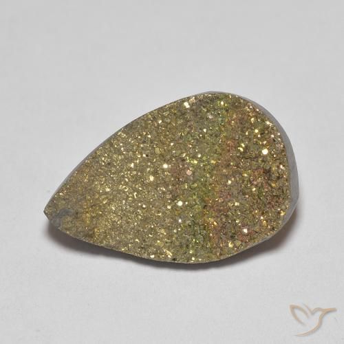 4.74ct Naturale Multicolore Pirite Arcobaleno, Forma a pera, Opaco
