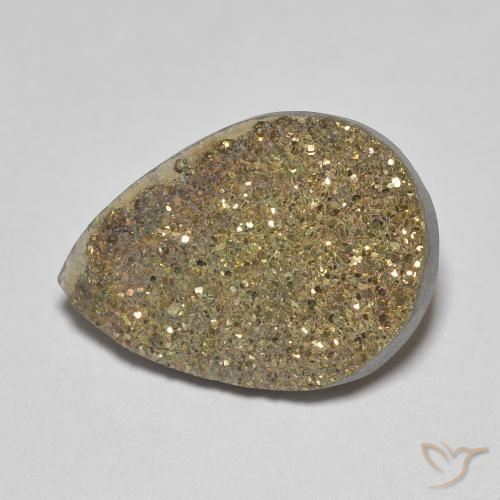 6.60ct Naturale Multicolore Pirite Arcobaleno, Forma a pera, Opaco