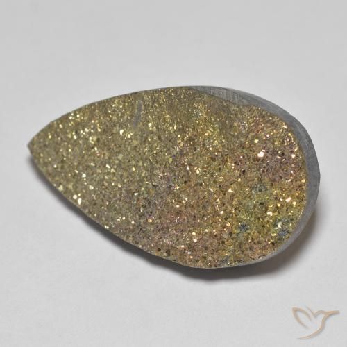12.75ct Naturale Multicolore Pirite Arcobaleno, Forma a pera, Opaco