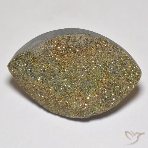 17.11ct Naturale Multicolore Pirite Arcobaleno, Taglio marquise, Opaco