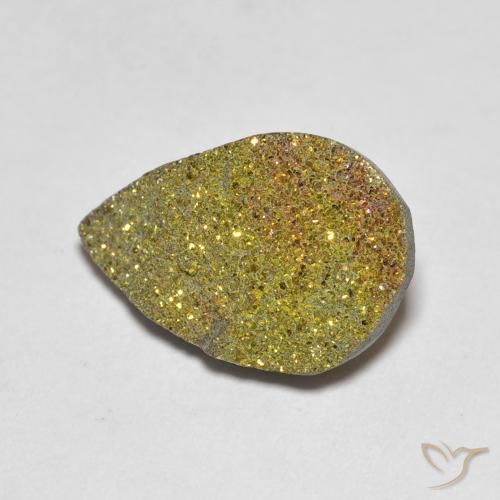 Pirite arcobaleno naturale multicolore da 3,79 ct, taglio a pera, opaco