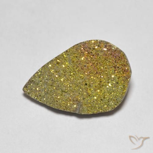 Pirite arcobaleno naturale multicolore da 3,79 ct, taglio a pera, opaco
