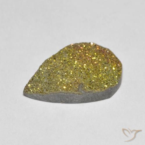Pirite arcobaleno naturale multicolore da 3,79 ct, taglio a pera, opaco