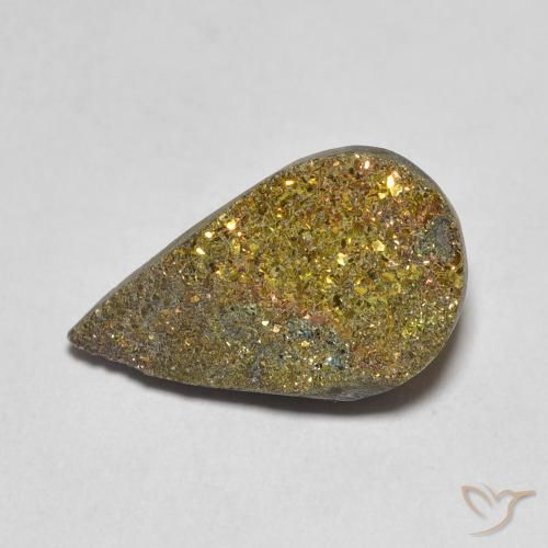 4.42ct Naturale Multicolore Pirite Arcobaleno, Forma a pera, Opaco