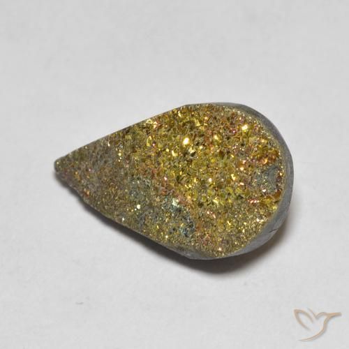 Pirite Arcobaleno Multicolore naturale da 4.42 ct, Forma a pera, Opaco
