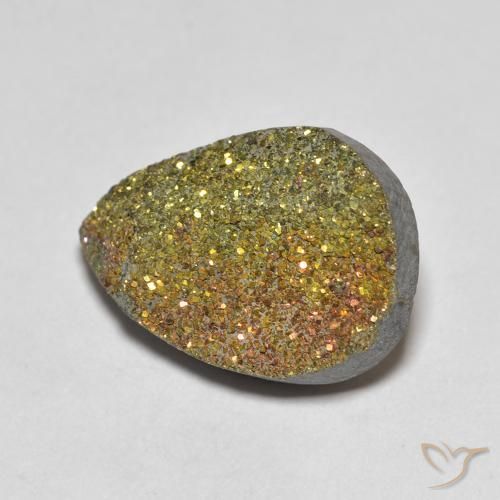 Pirite Arcobaleno Multicolore naturale da 6.29 ct, Forma a pera, Opaco
