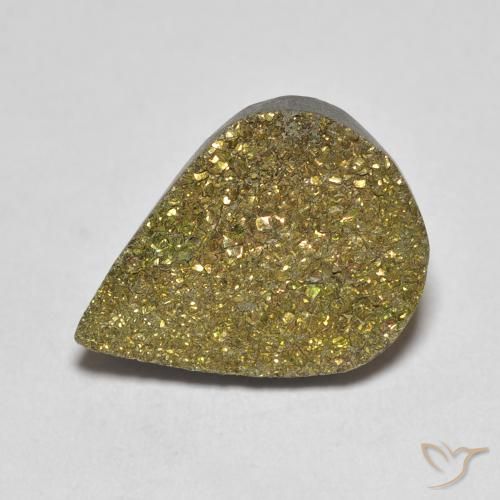 5.42ct Naturale Multicolore Pirite Arcobaleno, Forma a pera, Opaco