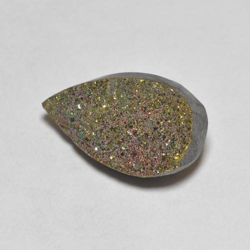 Pirite arcobaleno naturale multicolore da 3,64 ct, taglio a pera, opaco
