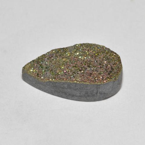 Pirite arcobaleno naturale multicolore da 3,64 ct, taglio a pera, opaco