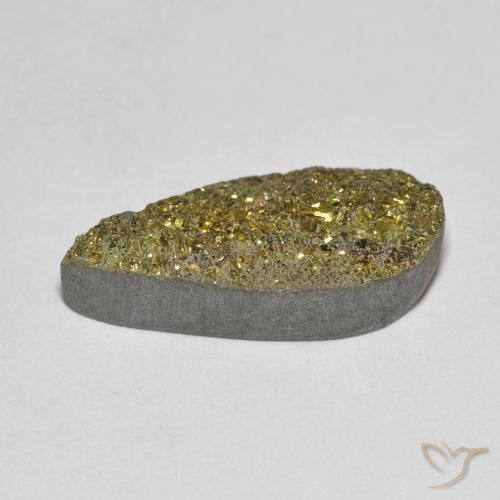 Pirite arcobaleno naturale multicolore da 5,93 ct, taglio a pera, opaco