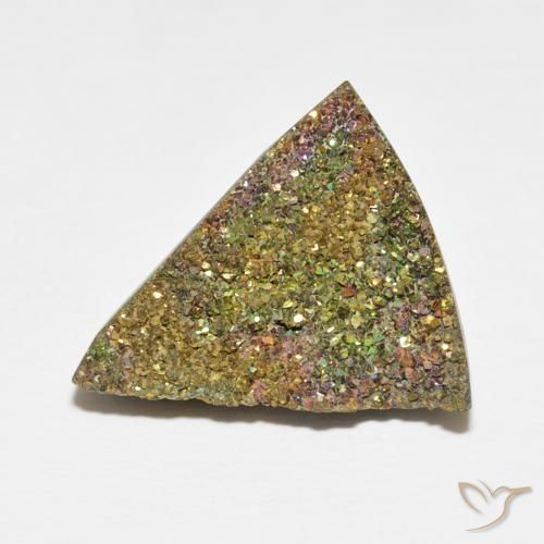 7.72ct Naturale Multicolore Pirite Arcobaleno, Taglio trillion, Opaco