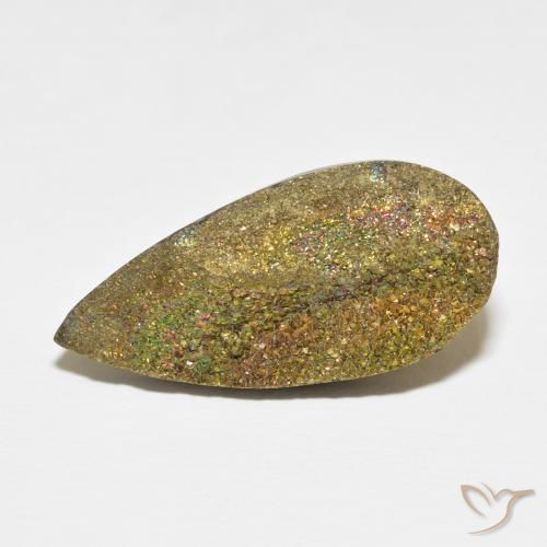 13.42ct Naturale Multicolore Pirite Arcobaleno, Forma a pera, Opaco