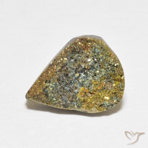 3.71ct Naturale Multicolore Pirite Arcobaleno, Forma a pera, Opaco