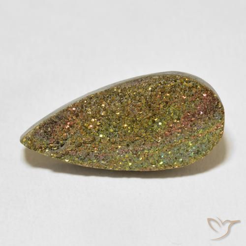 8.74ct Naturale Multicolore Pirite Arcobaleno, Forma a pera, Opaco