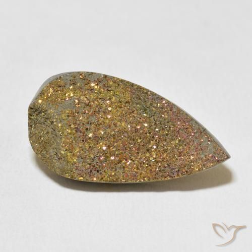 Pirite Arcobaleno Multicolore naturale da 14.35 ct, Forma a pera, Opaco