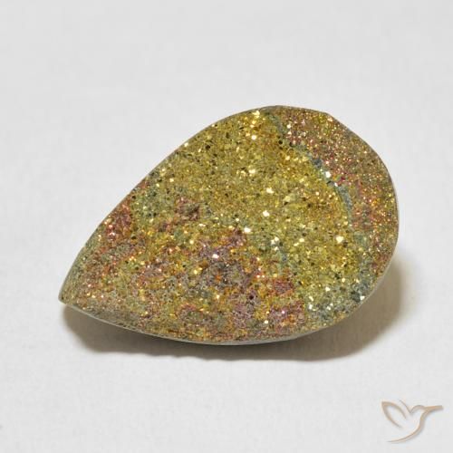 Pirite Arcobaleno Multicolore naturale da 12.94 ct, Forma a pera, Opaco