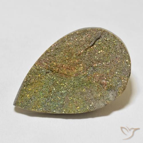 22.03ct Naturale Multicolore Pirite Arcobaleno, Forma a pera, Opaco
