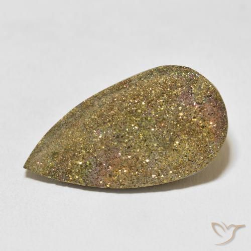 17.24ct Naturale Multicolore Pirite Arcobaleno, Forma a pera, Opaco