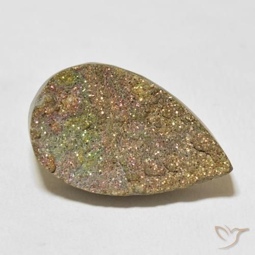 17.21ct Naturale Multicolore Pirite Arcobaleno, Forma a pera, Opaco
