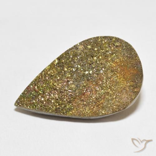18.07ct Naturale Multicolore Pirite Arcobaleno, Forma a pera, Opaco