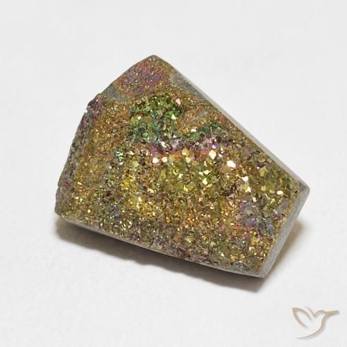 7.37ct Naturale Multicolore Pirite Arcobaleno, Taglio a fantasia, Opaco