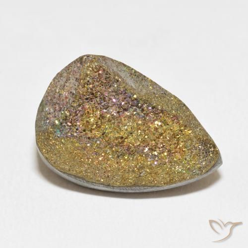 13.11ct Naturale Multicolore Pirite Arcobaleno, Forma a pera, Opaco