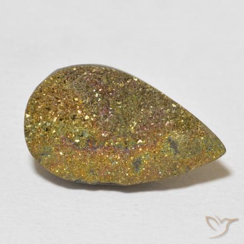 Pirite Arcobaleno Multicolore naturale da 6.31 ct, Forma a pera, Opaco