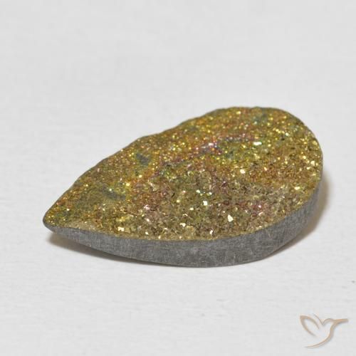 Pirite Arcobaleno Multicolore naturale da 6.31 ct, Forma a pera, Opaco