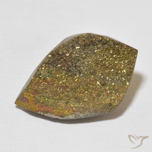 15.21ct Naturale Multicolore Pirite Arcobaleno, Forma a pera, Opaco