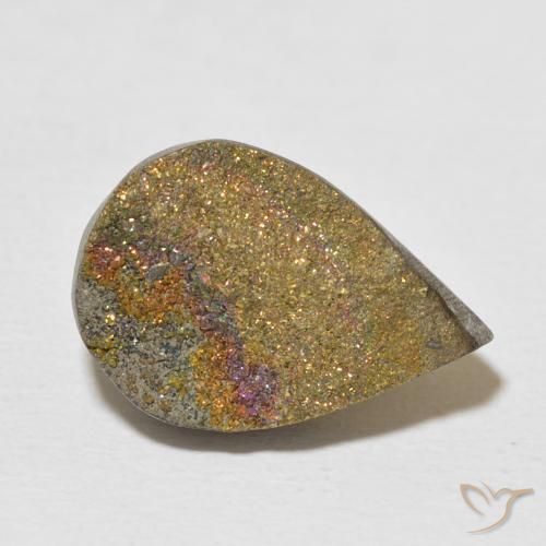 Pirite Arcobaleno Multicolore naturale da 9.97 ct, Forma a pera, Opaco
