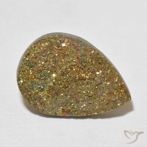 8.15ct Naturale Multicolore Pirite Arcobaleno, Forma a pera, Opaco