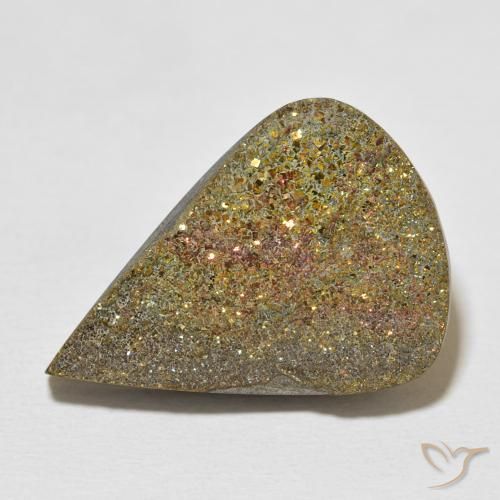 20.03ct Naturale Multicolore Pirite Arcobaleno, Forma a pera, Opaco