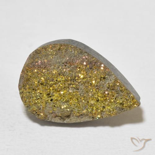 Pirite Arcobaleno Multicolore naturale da 6.87 ct, Forma a pera, Opaco