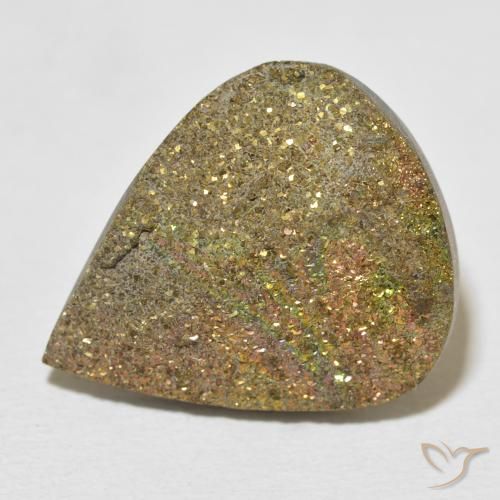 18.47ct Naturale Multicolore Pirite Arcobaleno, Forma a pera, Opaco